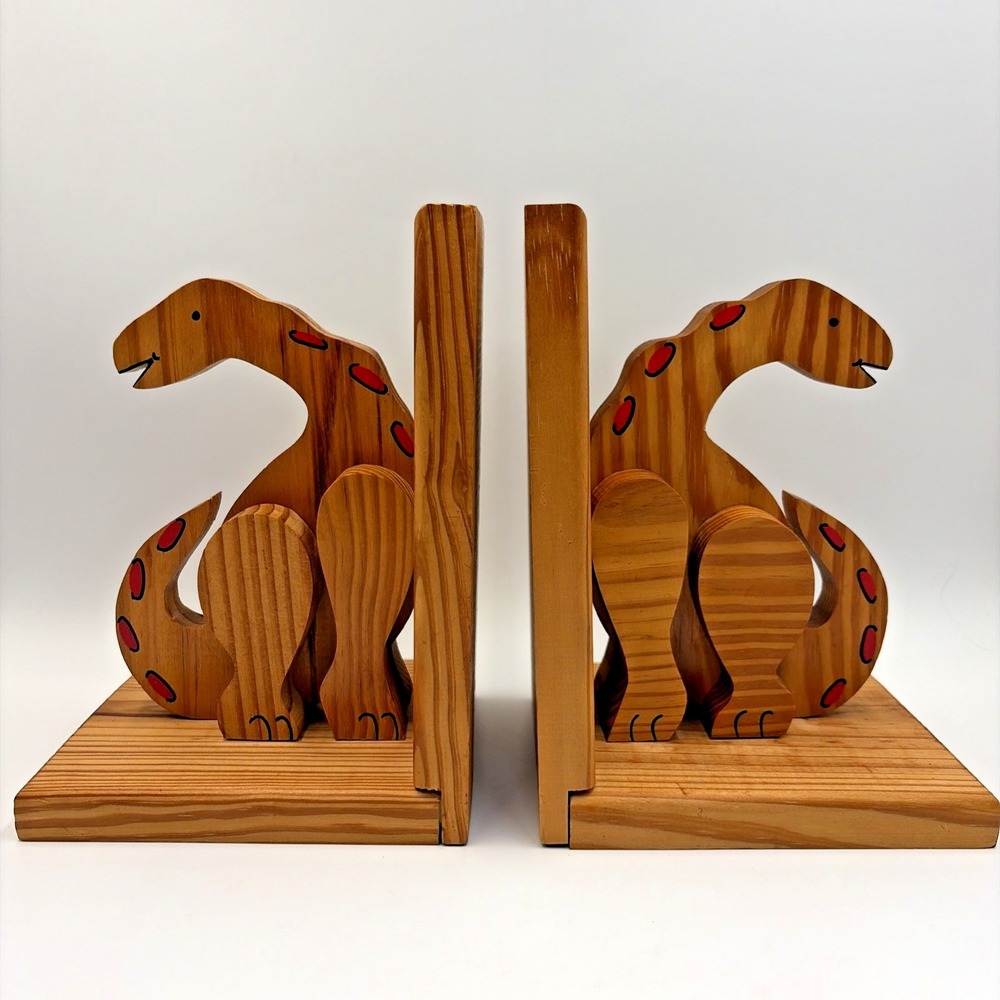 Brontesaurus Handmade Dinosaur Train Wooden Bookends Set Scroll Saw Nursery